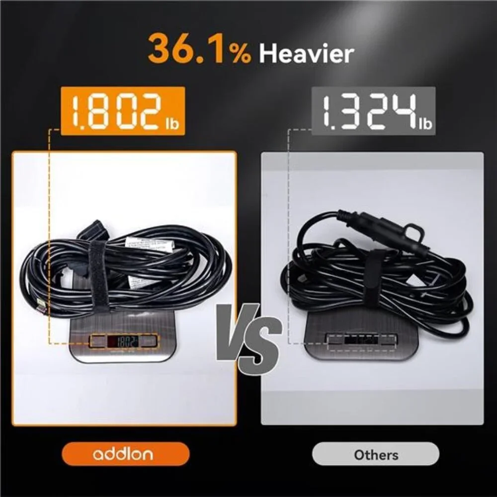 25 Feet Outdoor Extension Cord Waterproof Deep Black 16 AWG 3 Prong, Flexible